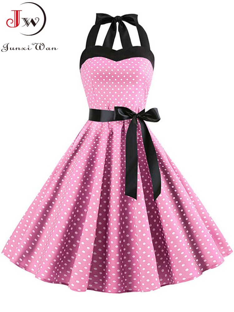 Polka Dot Halter Swing Dress - Image 5