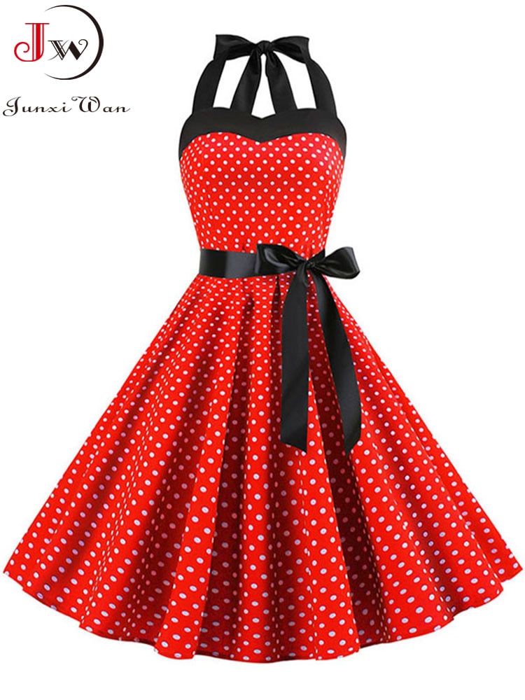Polka Dot Halter Swing Dress - Image 4
