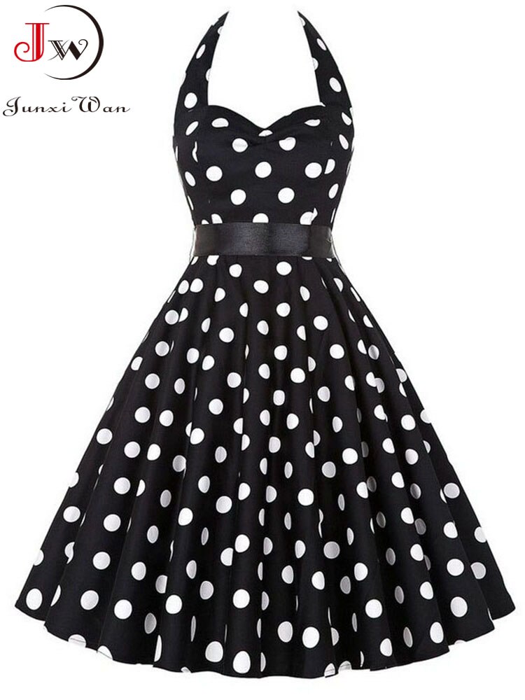 Polka Dot Halter Swing Dress