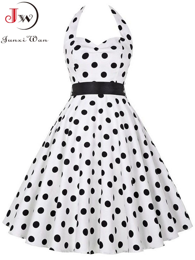Polka Dot Halter Swing Dress - Image 2