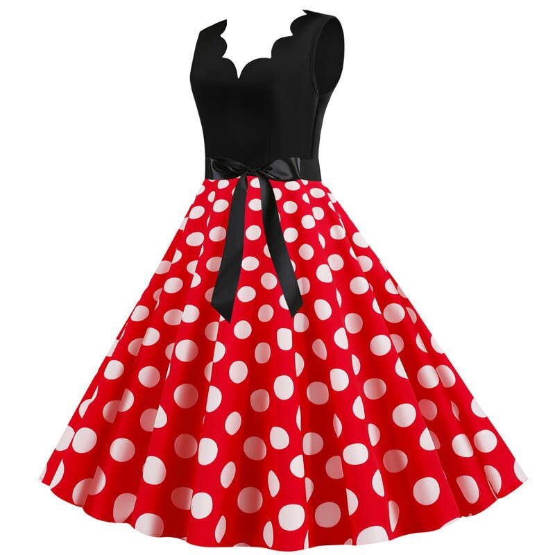 Polka Dot V-Neck Party Dress - Image 2