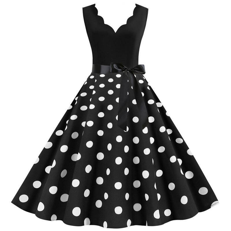 Polka Dot V-Neck Party Dress - Image 5