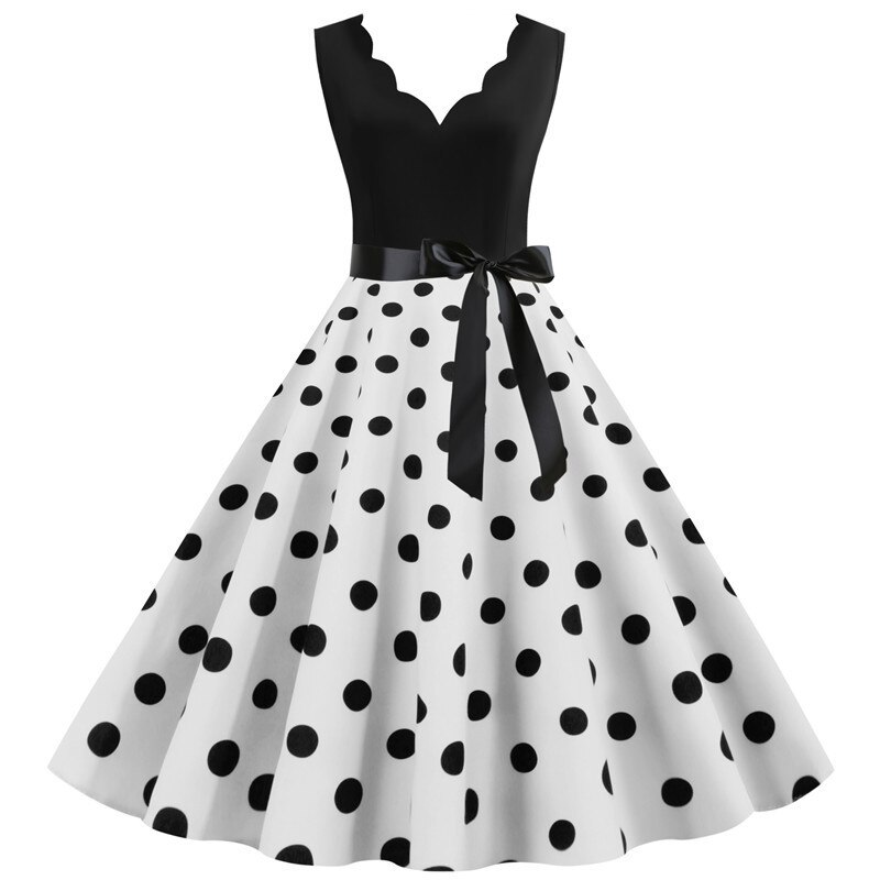 Polka Dot V-Neck Party Dress - Image 6