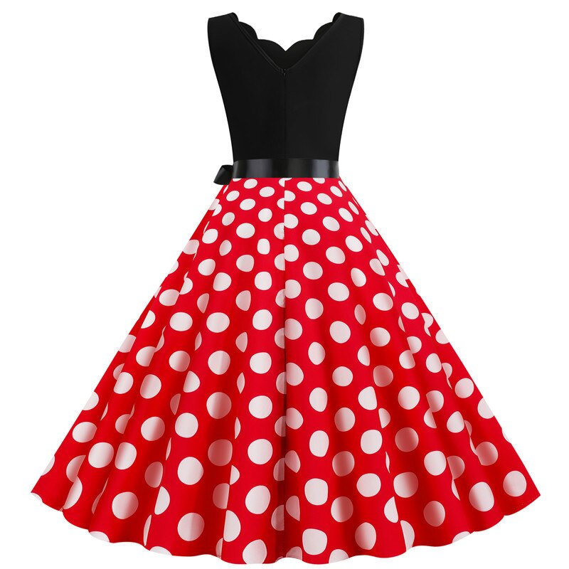 Polka Dot V-Neck Party Dress - Image 3