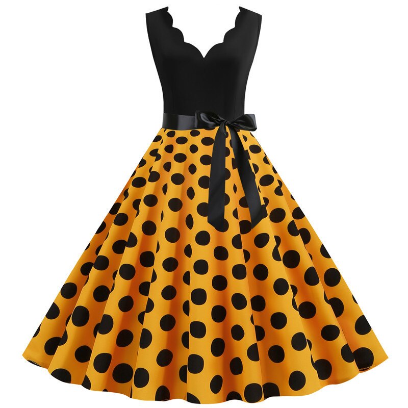 Polka Dot V-Neck Party Dress - Image 4