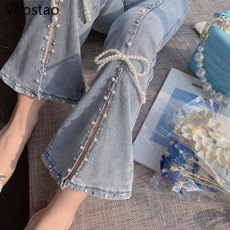 High Waist Bow Bootcut Jeans - Image 6