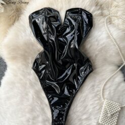 PU Leather Zip Romper