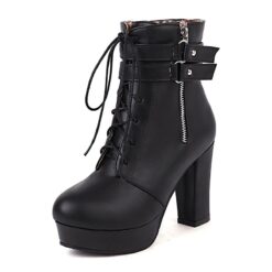 Girly Winter Look Heels - black shoes, 45