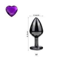 Black & Purple Butt Plug Set - heart M