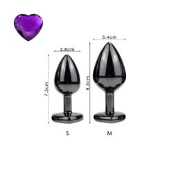 Black & Purple Butt Plug Set - heart SM