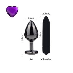 Black & Purple Butt Plug Set - heart MV