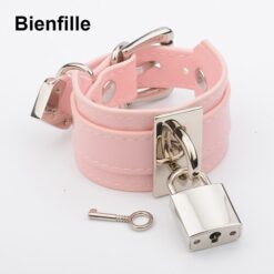 Enslaved Sissy Leather Bracelet - PinkSilver