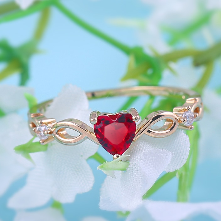 Cute Heart Zircon Ring - Image 2