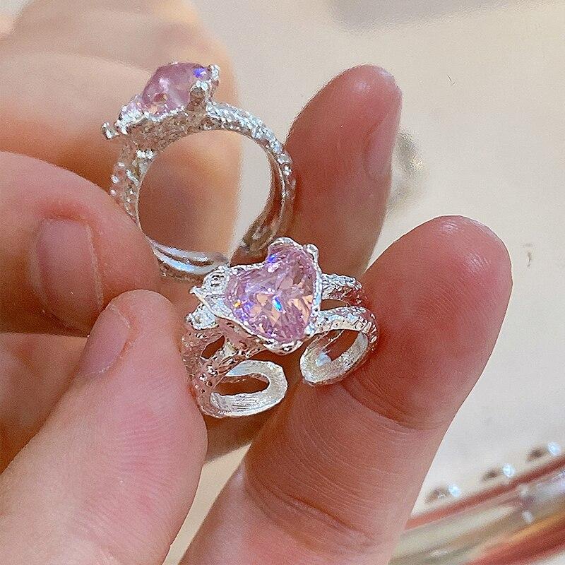 17KM Y2K Shine Rings Crystal Silver Color Rings for Women Cute Remetic Geometric Ring Trendy Fashion Jewelry 2022