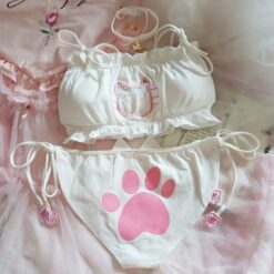 Kitty Femboy Lingerie Set - white, L