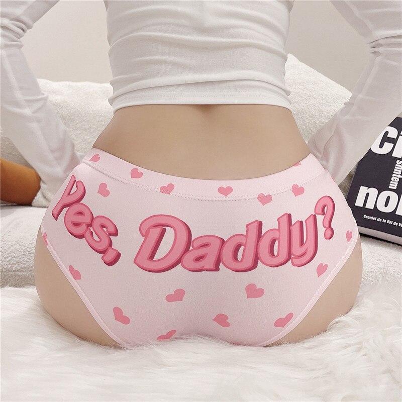 DeanFire Kawaii 3D Panties Women Underwear Yes Daddy Hearts Funny Print Lovely Push Up Briefs Lingerie Thong for Female