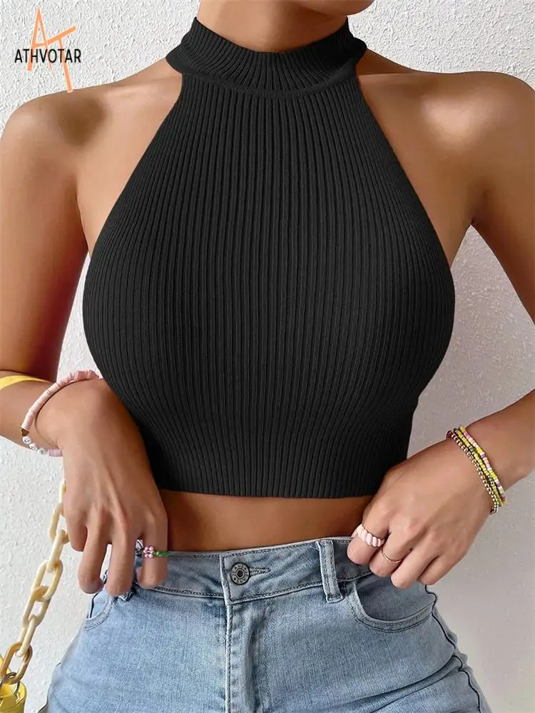 Ribbed Halter Crop Top - Image 3