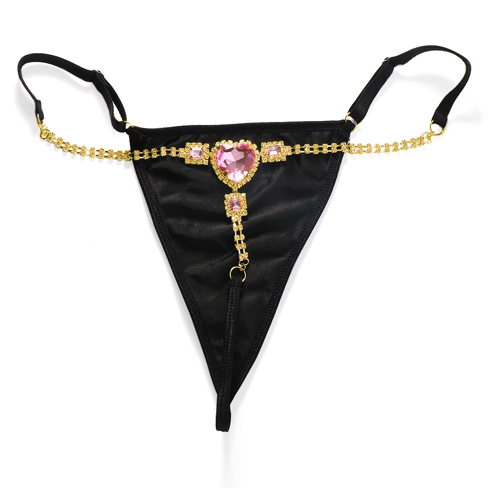 Rhinestone Heart Chain Thong - Image 4