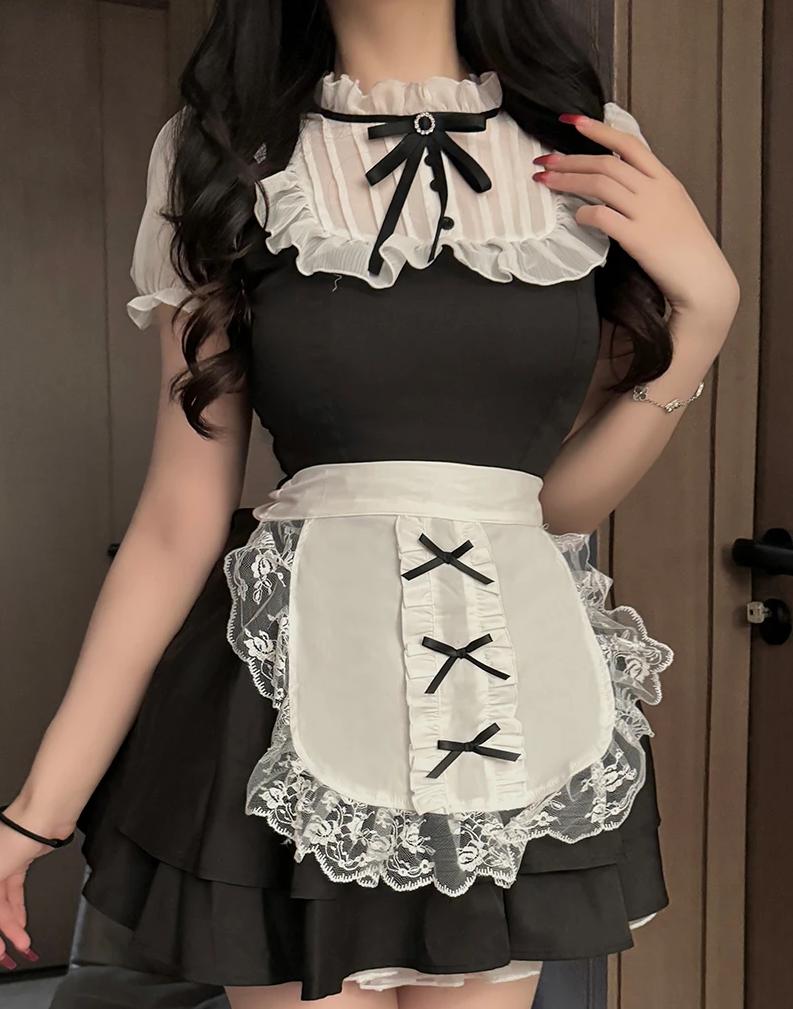 OJBK Anime Cosplay Costumes Maid Outfit For Women Lolita Dress With French Apron Japanese Maid Classic Maid Set Withe Apron New