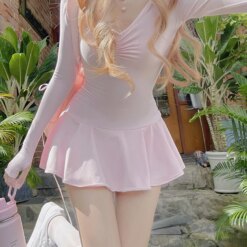 Sweet Pleated A-Line Dress - Image 3