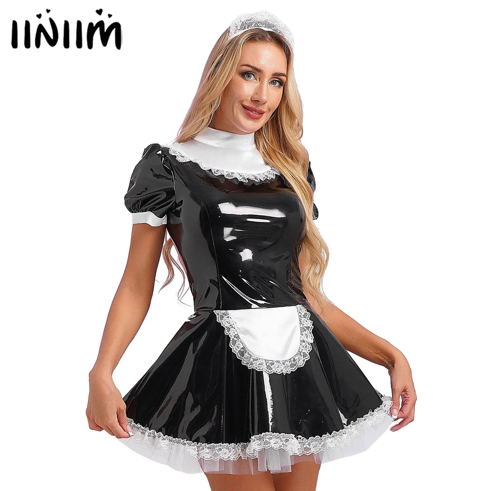 Glossy Patent Maid Dress
