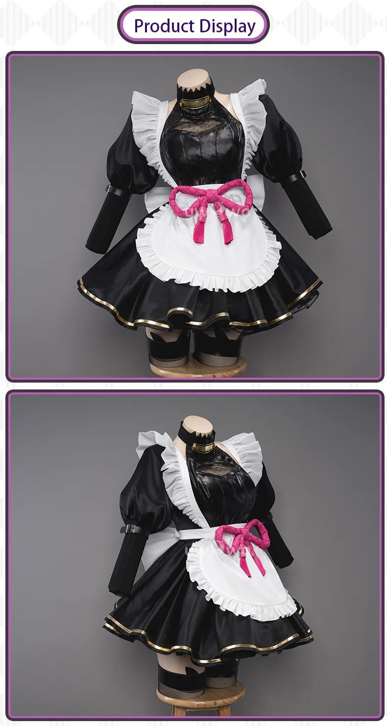 In Stock UWOWO Kuki Cosplay Maid Dress Game Genshin Impact Fanart Kuki Shinobu Maid Cosplay Maid Dress Halloween Costume