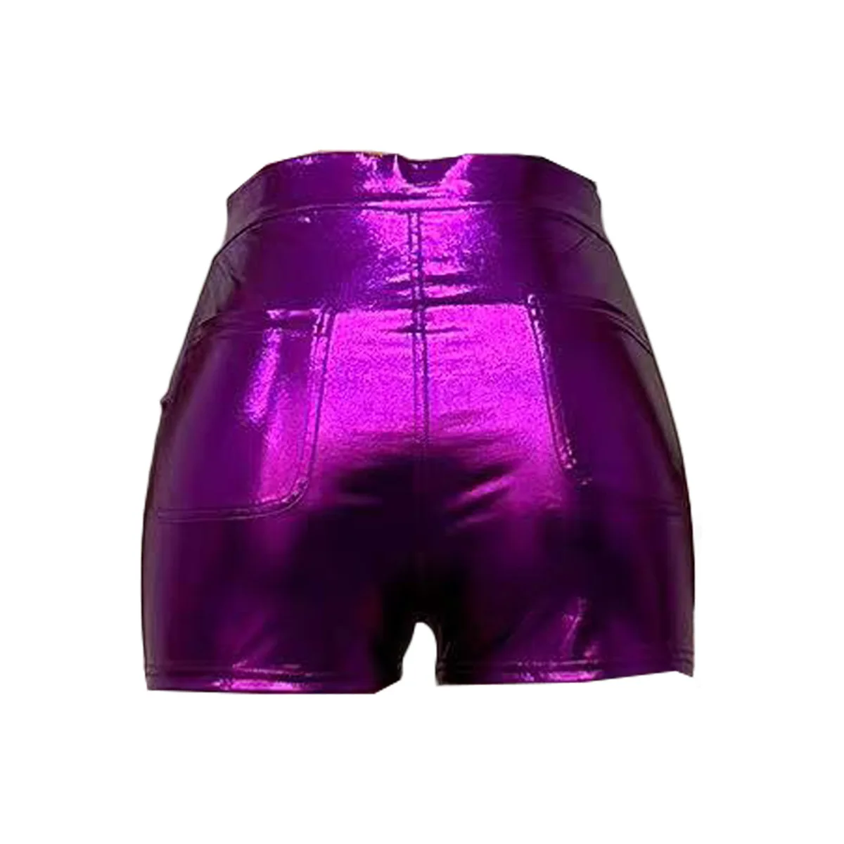 ANJAMANOR Metallic PU Leather Mini Shorts Women Fashion Sexy Club Wear High Waist Skinny Pants for Womans Bottoms D72-CC16