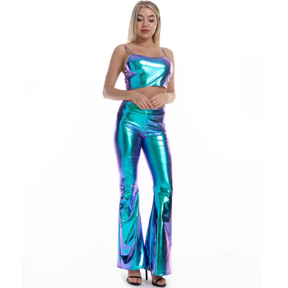 Sexy Reflective Bralette Crop Top Women Summer Holographic Cami Top Backless Adjustable Strap Tank Top Camis Clubwear