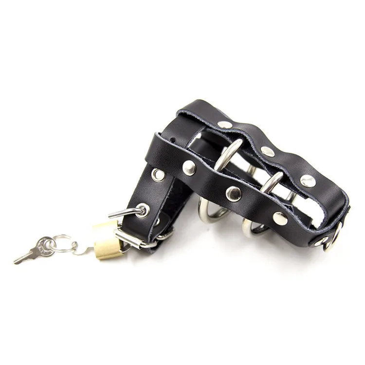 HESEKS Leather Penis Locks Chastity Lock Adult Sex Game Tools Cock Rings Cage Submissive Men's Wear