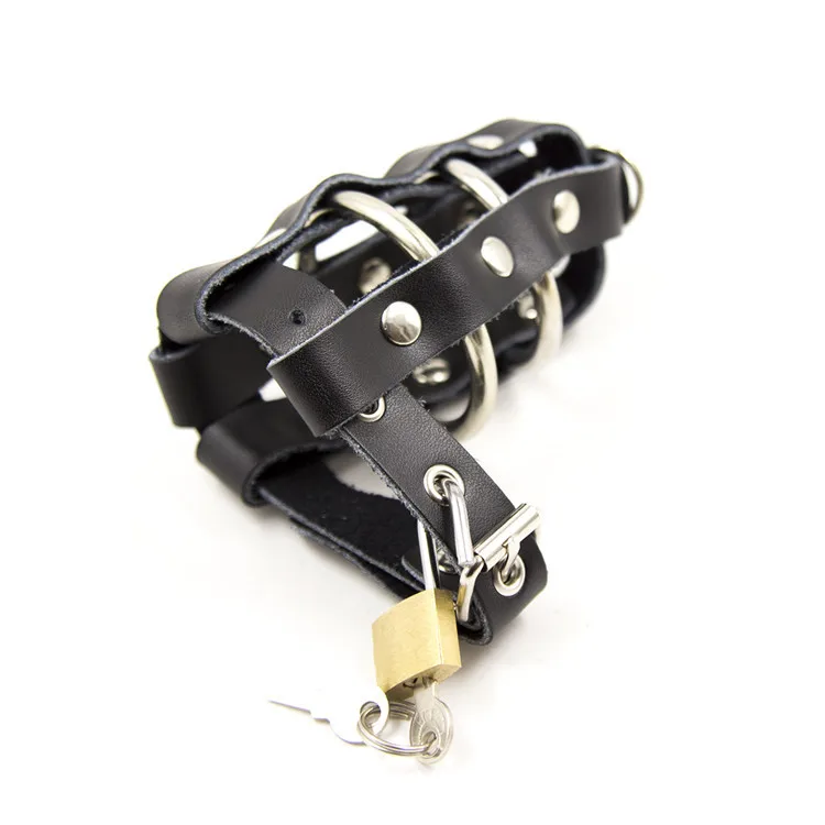 HESEKS Leather Penis Locks Chastity Lock Adult Sex Game Tools Cock Rings Cage Submissive Men's Wear