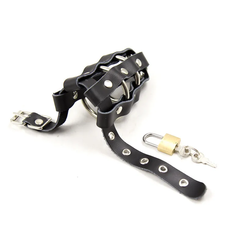 HESEKS Leather Penis Locks Chastity Lock Adult Sex Game Tools Cock Rings Cage Submissive Men's Wear