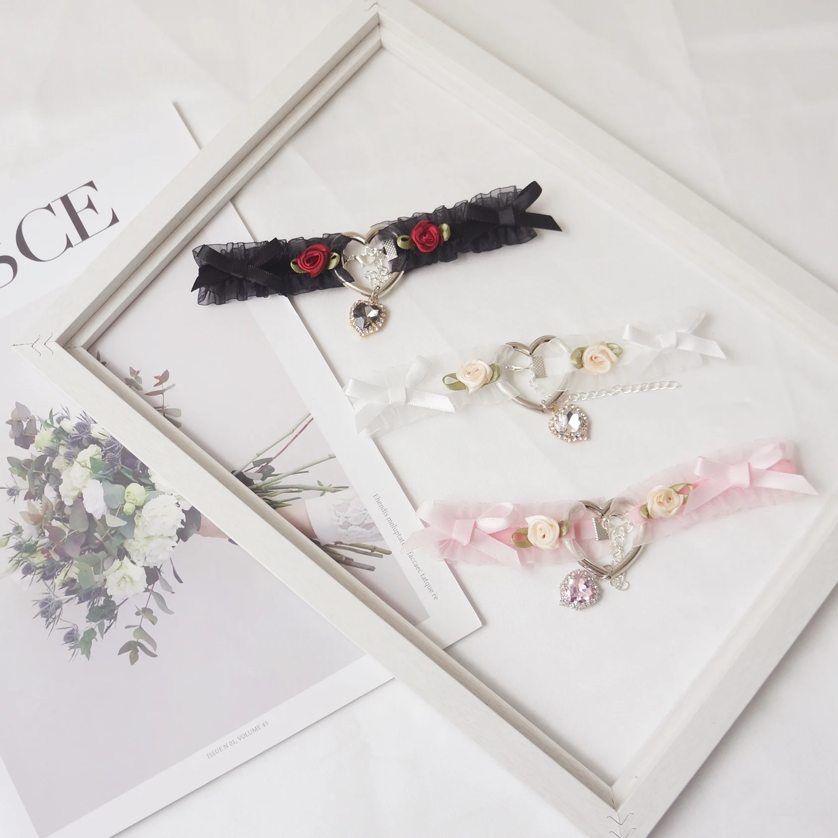 Handmade Vintage Sexy Lace Choker Diamond Gothic False Collar Statement Necklace For Women Lady Girl Cute kawaii Accessories