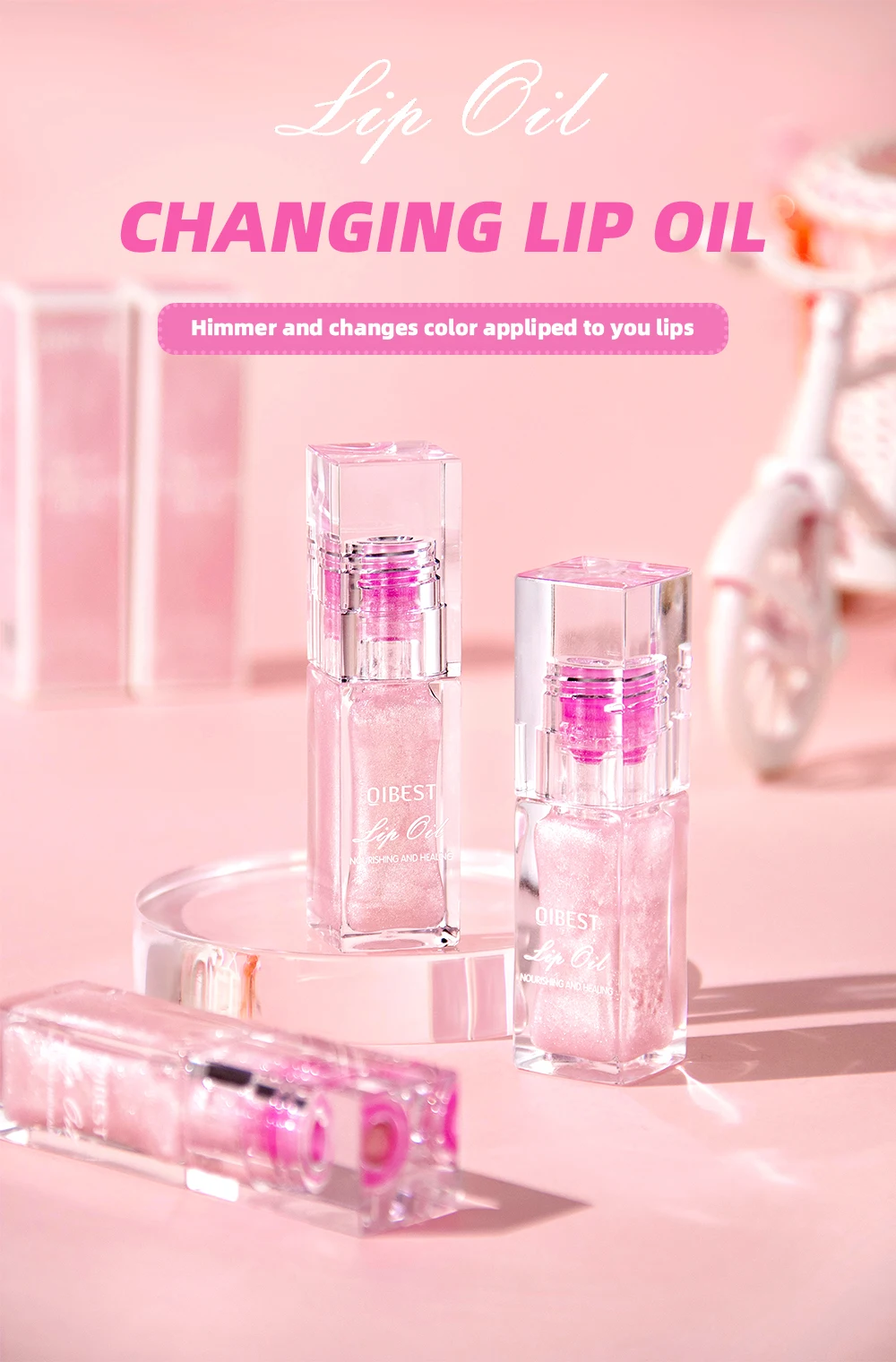 QIBEST Color Change Lip Oil Natural Moisturizer Long-lasting Lip Plumper Gloss Temperature Change Color Lipgloss Lip Care Makeup QIBEST Color Change Lip Oil Natural Moisturizer Long-lasting Lip Plumper Gloss Temperature Change Color Lipgloss Lip Care Makeup