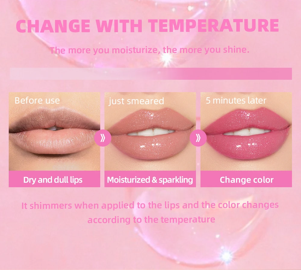 QIBEST Color Change Lip Oil Natural Moisturizer Long-lasting Lip Plumper Gloss Temperature Change Color Lipgloss Lip Care Makeup QIBEST Color Change Lip Oil Natural Moisturizer Long-lasting Lip Plumper Gloss Temperature Change Color Lipgloss Lip Care Makeup