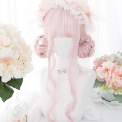 26Inch Peach Pink Color Synthetic Wigs With Bang Long Natural Wavy Hair Wig for Women Daily Use Cosplay Heat Resistant other cb5feb1b7314637725a2e7: peach pink 