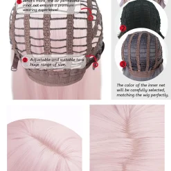 26Inch Peach Pink Color Synthetic Wigs With Bang Long Natural Wavy Hair Wig for Women Daily Use Cosplay Heat Resistant other cb5feb1b7314637725a2e7: peach pink 
