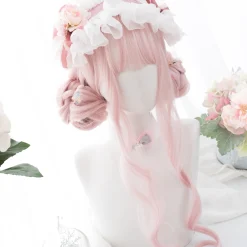 26Inch Peach Pink Color Synthetic Wigs With Bang Long Natural Wavy Hair Wig for Women Daily Use Cosplay Heat Resistant other cb5feb1b7314637725a2e7: peach pink 