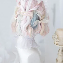 12Inch White Pink Double Color Synthetic Wigs With Bang Short Natural Wavy Hair Wig For Women Cosplay Heat Resistant other cb5feb1b7314637725a2e7: White pink 