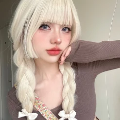 26Inch Blonde Platinum Golden Synthetic Wigs With Bang Long Natural Straight Hair Wig for Women Hime Cut Cosplay Heat Resistant other cb5feb1b7314637725a2e7: Blonde 