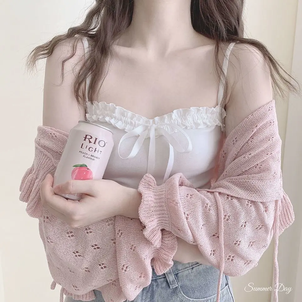 Summer Women's Tube Top Sexy Bow Tank Top Femme Sleeveless Corset Top Female Lingerie Halter Thin Straps Camisole White Crop top Summer Women's Tube Top Sexy Bow Tank Top Femme Sleeveless Corset Top Female Lingerie Halter Thin Straps Camisole White Crop top
