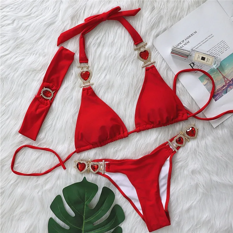 Pink Sexy Bikinis Swimsuit With Heart Rhinestones Women Swimwear Female Push Up Bikini Beach Swim Wear Bathing Suits Pool Bather other cb5feb1b7314637725a2e7: A23033111A|A23033111B|A23033111C|A23033111D
