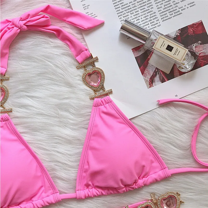 Pink Sexy Bikinis Swimsuit With Heart Rhinestones Women Swimwear Female Push Up Bikini Beach Swim Wear Bathing Suits Pool Bather other cb5feb1b7314637725a2e7: A23033111A|A23033111B|A23033111C|A23033111D