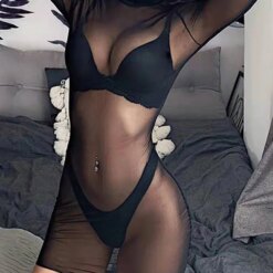 Sexy Women Beach Dress Mesh Bathing Suit Cover Up Sheer Bikini Vestido Swimwear Clubwear Robe Saida De Praia See Through Dresses other cb5feb1b7314637725a2e7: Black 
