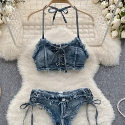 Sunset Lisa Denim Set - Blue, XL