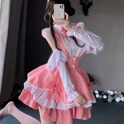 Femboy School Cute Costume - Dress headpiece sock, Over 60 kg