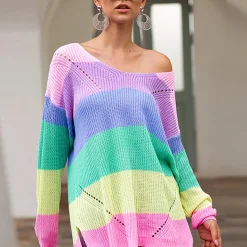 Miss Rainbow Sweater Dress - Pink, XL