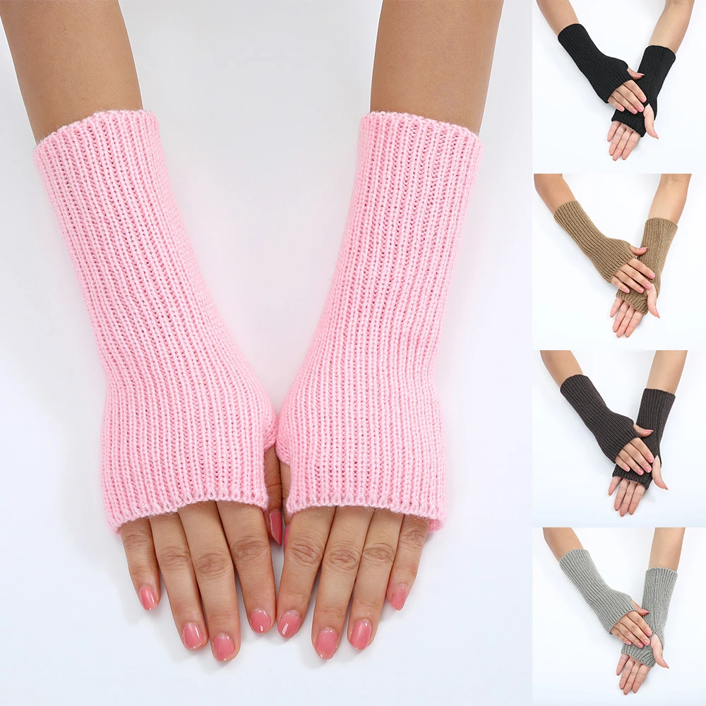 y2k Women Arm Warmers Japanese Harajuku Solid Color Sleeves Goth Knitted Fingerless Gloves Wrist Sleeves Girls Anime Gloves y2k Women Arm Warmers Japanese Harajuku Solid Color Sleeves Goth Knitted Fingerless Gloves Wrist Sleeves Girls Anime Gloves