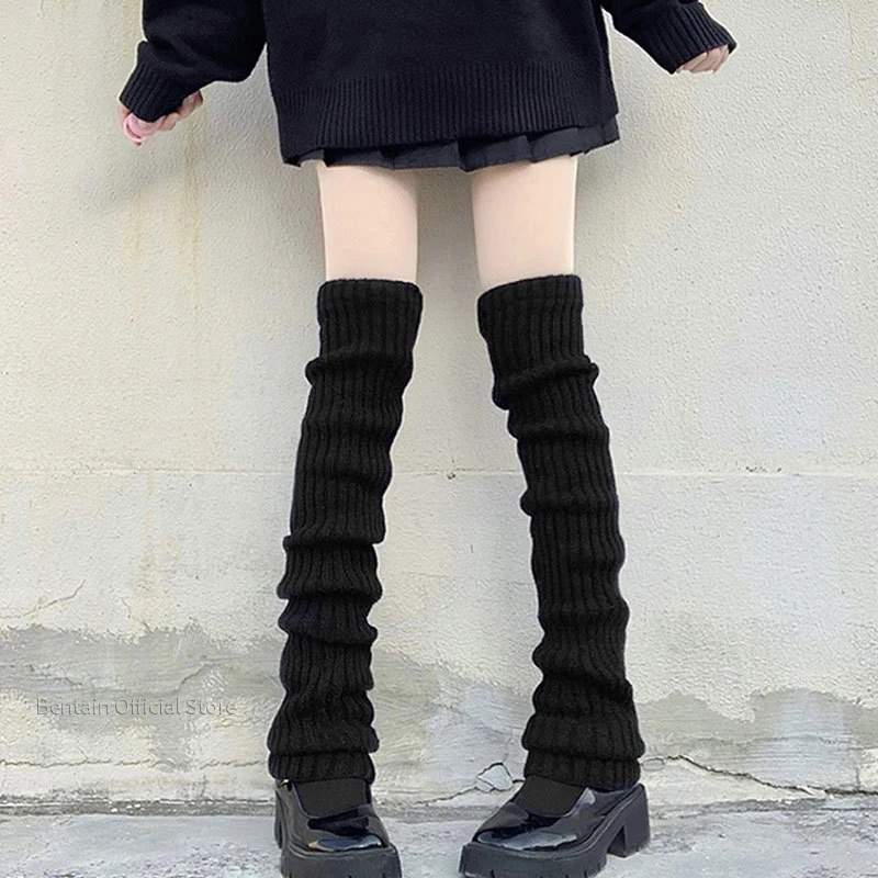 70CM Lengthened Leg Warmers Women's Lolita Long Socks JK College Style Knitted Warm Socks Autumn Winter Over Knee Boot Cuffs