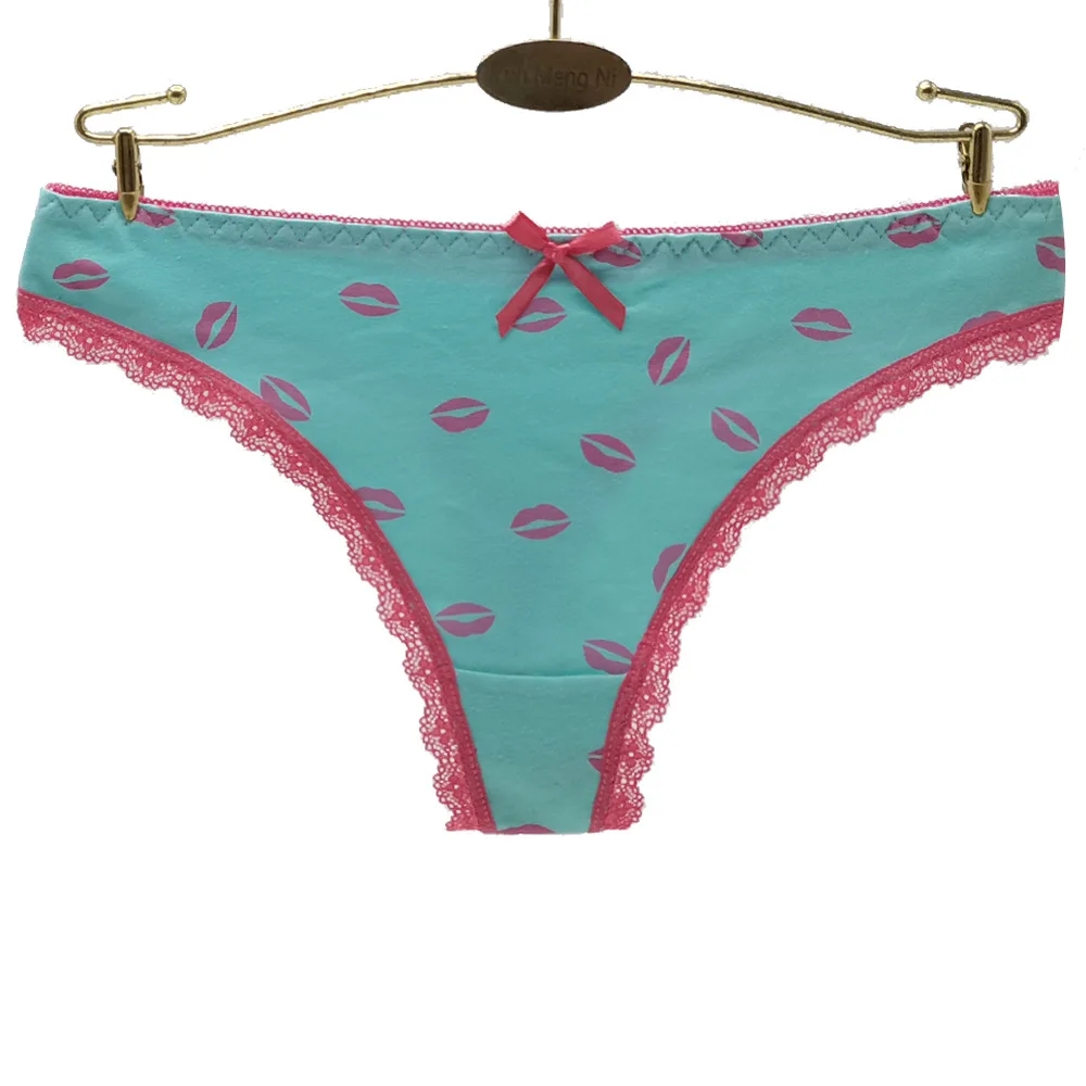 Ladies Cotton Thong Panties Sexy Women G String Tangas Mujer Woman Underwear Lingerie Femme Underpants Print Panty 5 pcs/lot