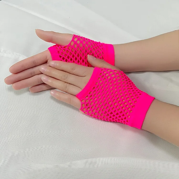 New Fishnet Gloves Red Black Girl Sheer Mesh Mittens Gloves Adult Woman Disguise Rock Fancy Night Club Party Sexy Fashion Gloves